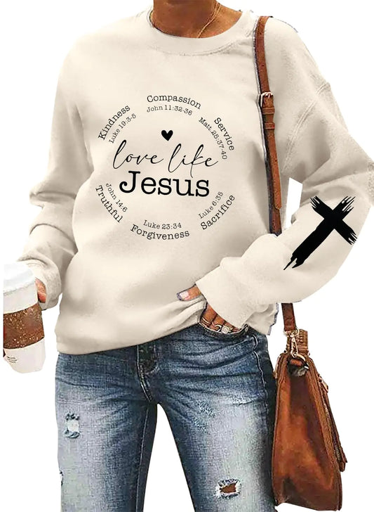 Sweatshirts Women| Love Like Jesus Inspirational |Long Sleeve Pullover