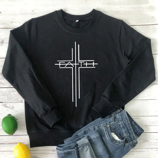 Faith Cross Graphic Women's Casual Sweatshirt