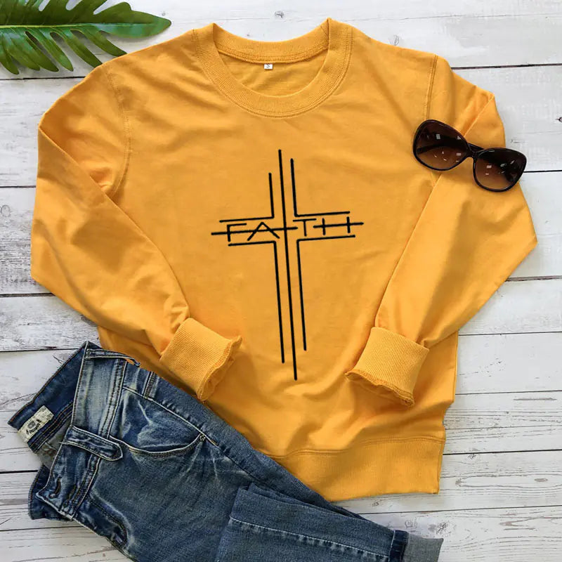 Faith Cross Graphic Women's Casual Sweatshirt