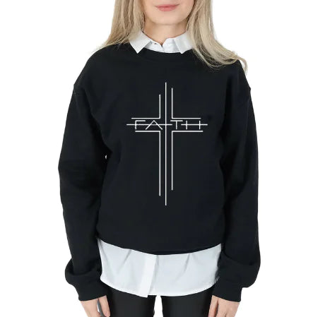 Faith Cross Graphic Women's Casual Sweatshirt