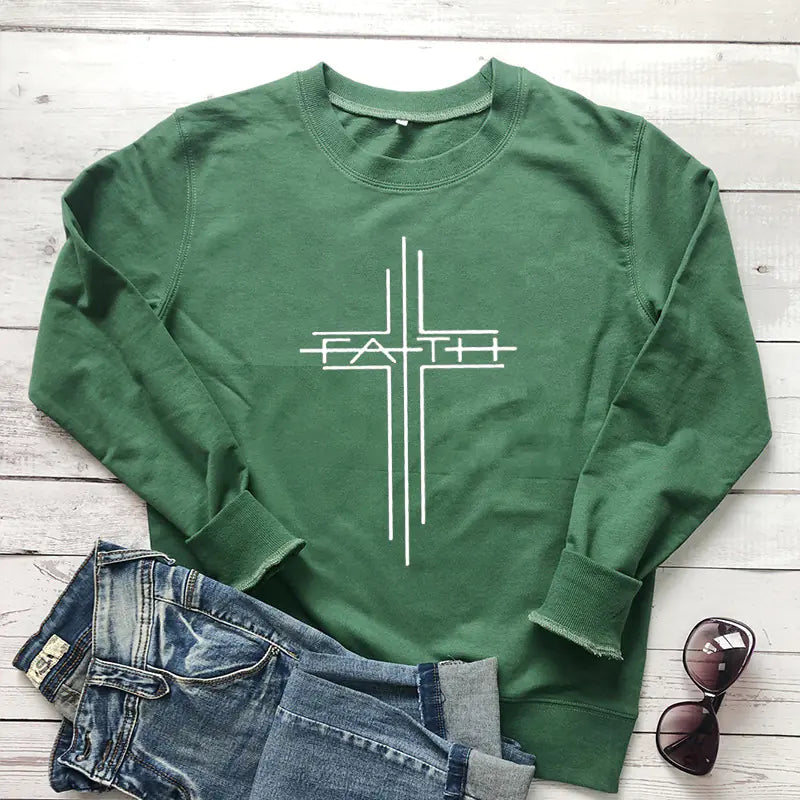 Faith Cross Graphic Women's Casual Sweatshirt